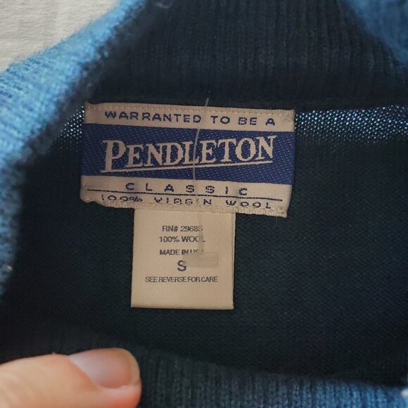 Pendleton 100% Merino Wool Smock Turtle Neck Long Sleeve Royal Blue Sweater S - Picture 8 of 13